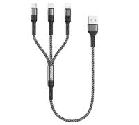 RAVIAD Multi Cavo di Ricarica Corto [50CM], 3 in 1 Multiplo Cavetto con Micro USB Tipo C Lightning interfaccia Cavo Caricatore Multiplo per iPhone, Samsung Galaxy, Kindle, OnePlus- Grigio