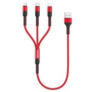 RAVIAD Multi Cavo di Ricarica Corto [50CM], 3 in 1 Multiplo Cavetto con Micro USB Tipo C Lightning interfaccia Cavo Caricatore Multiplo per iPhone, Samsung Galaxy, Kindle, OnePlus- Rosso