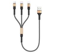 RAVIAD Multi Cavo di Ricarica Corto [50CM], 3 in 1 Multiplo Cavetto con Micro USB Tipo C Lightning interfaccia Cavo Caricatore Multiplo per iPhone, Samsung Galaxy, Kindle, OnePlus- Oro