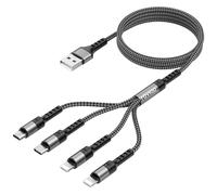 RAVIAD Multi Cavo di Ricarica, Multi Cavo Ricarica Multiplo [1.2M] 4 in 1 Cavo USB Multiplo Cavetto Nylon Intrecciato Cavo di Ricarica USB per Phone XS/XR, Samsung Galaxy/Honor/Xiaomi/Google Pixel/LG