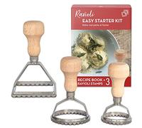 Ravioli Maker - Set regalo per pasta - 3 tagliapasta per stampare Ravioli con guida alla produzione di tortellini Ravioli e ricette per ripieni classici e salse