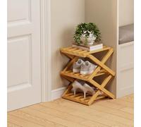 Ravionelle The 9-Tier No-Assembly Bamboo Rack, Tall Narrow Foldable Shoe Organizer for Entryway, Closet, Dorm, Space-Saving Multifunctional Storage Shelf (Nature,3 Tier)