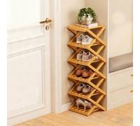 Ravionelle The 9-Tier No-Assembly Bamboo Rack, Tall Narrow Foldable Shoe Organizer for Entryway, Closet, Dorm, Space-Saving Multifunctional Storage Shelf (Nature,6 Tier)