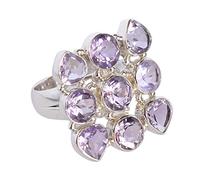 Ravishing Impressions Anello in argento 925 con ametista 8 x 8 mm 7 x 7 mm 7 mm ovale sfaccettato viola regolabile fatto a mano gioielli naturali regalo per lei, R 1/2, Pietra preziosa., Ametista