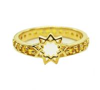 Ravishing Impressions Anello nuziale da donna impilabile con pietra portafortuna naturale placcato oro giallo stella gioielli J a X, X 1/2, Pietra preziosa., Citrino