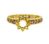 Ravishing Impressions Anello nuziale da donna impilabile con pietra portafortuna naturale placcato oro giallo stella gioielli J a X, P 1/2, Pietra preziosa., Ametista