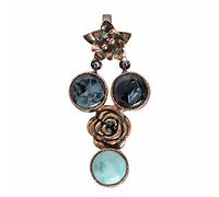 Ravishing Impressions Ciondolo in argento Sterling 925 placcato oro rosa con rodio nero con catena in pietersite larimar da 10 mm, lunetta rotonda cabochon, gioielli regalo per Natale, anniversario