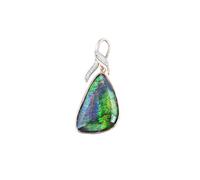 Ravishing Impressions Collana con ciondolo in ammolite verde fuoco - 25 x 16 mm con topazio bianco - argento Sterling 925 placcato oro rosa - gioielli canadesi fatti a mano per donne
