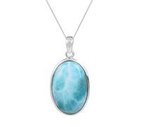 Ravishing Impressions Collana con ciondolo in argento Sterling 925 con pietre preziose larimar blu, pietra Larimar