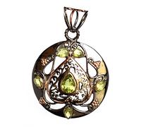 Ravishing Impressions Collana in argento Sterling 925 con peridoto verde peridoto a forma di pera, 7 x 5 mm, 5 x 3 mm, placcato oro rosa e rodio nero, gioielli da donna