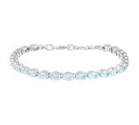 Ravishing Impressions Elegante bracciale tennis in argento con topazio blu cielo da 22,9 cm, per donne, placcato al rodio bianco, pietre ovali sfaccettate, chiusura a moschettone regolabile, gioiello