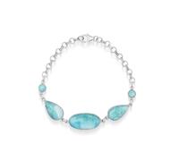 Ravishing Impressions Larimar - Braccialetto con pietre preziose blu, regolabile, chiusura a moschettone, set ovale a pera, rotondo, cabochon, placcato al rodio, pietra naturale, regalo per donne, 8