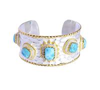 Ravishing Impressions Larimar & CZ Bracciale in argento Sterling 925 massiccio, fatto a mano, regalo per lei, 8 pollici, Gemma, Larimar, zirconia cubica