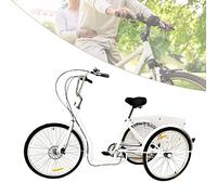 RAVIXIA Triciclo adulto, triciclo a 6 marce, bicicletta a 3 ruote, bicicletta vecchia, triciclo vecchio con carrello, 26 pollici bianco