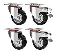 RAVN HAMAN Set da 4 Ruote per carichi pesanti 125 mm - Ruote pivontanti per mobili con freno fino a 100 kg per ruota - Ruote girevoli per uso interno ed esterno - Rotelle piroettanti