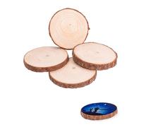 RAVNIX Cerchi di tronco in legno naturale, 4 Pezzi, 14-15 cm, Bordi in corteccia genuina, Ideali per craft artistici e arredamento biophilic che rafforza il benessere emotivo nella quotidianità.