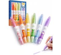 RAVNIX Evidenziatori Cancellabili 6 Pezzi, Sei Colori Pastello, Punta a Scalpello 1-5mm per Appunti Precisi e Puliti, Ideali per Scuola, Ufficio & Università