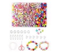 RAVNIX Kit Perline con 24 Scomparti - Perline Bianche e Colorate con Lettere per Braccialetti, Collane, Portachiavi e Braccialetti dell'Amicizia Fai da Te