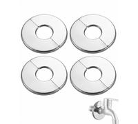 RAVNIX Rosetta per Termosifoni, 4 Pezzi Coperchio Tubi Argentato, Foro 24mm, Maschera Condotti Grezzi e Isola Dalla Polvere, Design Compatto e Moderno per Impianti Domestici