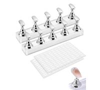 RAVNIX Set di 4 Supporti per Unghie | Argento | 2 Supporti + 2×100 Strisce Adesive | Accessorio Pratico per Unghie Finte, Previene Piegature e Organizza al Meglio il Tuo Setup per Manicure Fai-da-Te