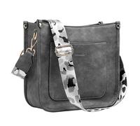 RAVUO Borsa a Tracolla Donna, Vintage Borse Donna in Pu Pelle Elegante Borsa a Spalla con Tasche Multiple Borsa a Mano per Viaggio Lavoro,Grigio