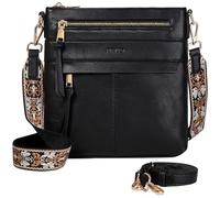 RAVUO Borsa a Tracolla Donna, Vintage Borse Donna in Pu Pelle Elegante Borsa a Spalla da Ragazze con 2 Cinturini Regolabili Borsa a Mano per Viaggio Lavoro,Nero