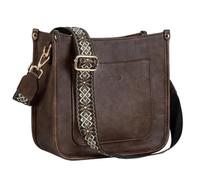 RAVUO Borsa a Tracolla Donna, Vintage Borse Donna in Sintetica Pu Elegante Borsa a Spalla con 2 Cinturini Regolabili Borsa a Mano per Viaggio Lavoro,Caffè