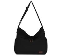 RAVUO Borsa a Tracolla in Tela, Grande Capacità Vintage Borsa Messenger con Tasche Multiple per Donne e Uomini Unisex Canvas Hobo Borse a Spalla per Adolescenti,Scuola,Casual,Nero