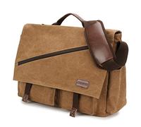 RAVUO Borsa a Tracolla Uomo Vintage Casuale Messenger di Tela Impermeabile per PC 17-17.3 Pollici (Caffè-17Pollici)
