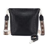 RAVUO Borsa Donna, Vintage Borse a Tracolla in PU Pelle Elegante Borsa a Spalla da Ragazze con 2 Cinturini Regolabili Borsa a Mano per Viaggio Lavoro,Nero