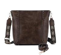 RAVUO Borsa Donna, Vintage Borse a Tracolla in PU Pelle Elegante Borsa a Spalla da Ragazze con 2 Cinturini Regolabili Borsa a Mano per Viaggio Lavoro,Caffè