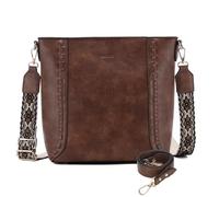 RAVUO Borsa Donna, Vintage Borse a Tracolla in Sintetica Pu Elegante Borsa a Spalla da Ragazze con 2 Cinturini Regolabili Borsa a Mano per Viaggio Lavoro,Marrone