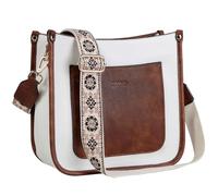 RAVUO Borsa Donna Vintage Pelle Elegante Tracolla con Tasche Multiple Borsa a Mano per Viaggio Lavoro, Bianca