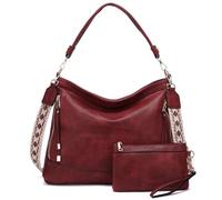 RAVUO Borsa Tote da Donna Borse a Tracolla, Borse a Mano Hobo Borsa da Lavoro Hobo Impermeabile con Portafogli Borsetta 2 Pezzi Set per Shopping Viaggi Ufficio,Rosso