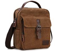RAVUO Piccola Borsa a Tracolla, Borse a Spalla da Uomo Tela Unisex Borsello Tracolla Sacchetto Messenger per Lavoro e Viaggio Caffè
