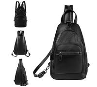 RAVUO Zaino Monospalla Donna, Piccolo Borsa Zaino Pelle Elegante Marsupio Donna Borsello a Tracolla Sling Bag per Sportivo Viaggi Escursioni Ciclismo Travel,Nero