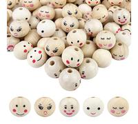 Ravytha 150 Pezzi Palline Legno per Lavoretti 20mm, Perline Rotonde Naturali, Sfere di Legno con Faccine Foro, per Realizzare Braccialetto Artigianato Fai Da Te La Testa di Bambola - 20 mm