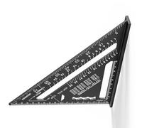 Ravytha 180mm Squadra da Falegname, Righello Triangolare Metrico in Alluminio, Squadrette da combinata 45°-90°, quadrato carpentiere ad alta precisione per falegname, conciatetti, ingegnere (nero)