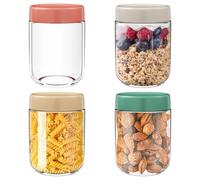 Ravytha 4 Pezzi 500ml Barattoli Vetro Con Coperchio a Vite, Vasetti per Conserve, Barattolo Di Contenitori, Vaso Overnight Oats, Vasetto, Vasi di Marmellata, per Yogurt, Cereali, Porridge