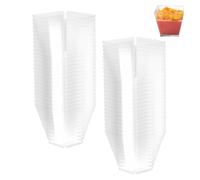 Ravytha 50 Pezzi Finger Food Contenitori Riutilizzabili, Tazze da Dessert Quadrate Trasparenti, Coppette da Dessert con Cucchiai, Tazze Bicchieri da Dessert per Budini, Mousse e Gelati(60 ML/2oz)