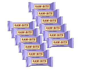 Raw Bite barretta energetica ecologica, 12 x 50 g, sapore vaniglia e fragola.
