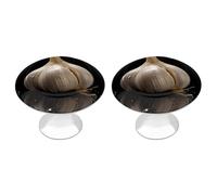 Raw Garlic - Confezione da 2 pomelli rotondi per cassettiera, con motivo stampato, per armadietti, cassetti da cucina, in acciaio inox, con foro singolo