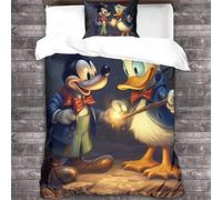 RAWARS Topolino Copripiumino Set Copripiuminor 2 Pezzi 3D Con Stampa Paperino Per Ragazzi E Ragazze - Cerniera Nascosta, Morbida Microfibra E Federe Single(135x200cm)