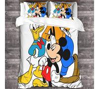RAWARS Topolino Copripiumino Set Copripiuminor 3 Pezzi 3D Con Stampa Paperino Per Ragazzi E Ragazze - Cerniera Nascosta, Morbida Microfibra E Federe Double(200x200cm)