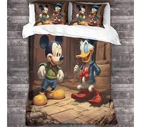 RAWARS Topolino Copripiumino Set Copripiuminor 3 Pezzi 3D Con Stampa Paperino Per Ragazzi E Ragazze - Cerniera Nascosta, Morbida Microfibra E Federe King(220x240cm)