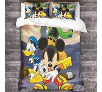 RAWARS Topolino Set Di Biancheria Da Letto Con Copripiumini Stampa 3D Per Bambini E Adulti, 3 Pezzi, Copripiumino in Microfibra Con Chiusura Lampo E Federe, King(220x240cm)