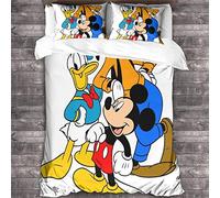 RAWARS Topolino Set Di Biancheria Da Letto Con Stampa 3D Per Bambini E Adulti, 3 Pezzi Copripiumino in Microfibra Con Chiusura Lampo E Federe, Morbido, Resistente, Traspirante King(220x240cm)