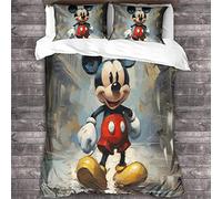 RAWARS Topolino Set Di Biancheria Da Letto Con Stampa Digitale 3D, Copripiumino E Federe, in Microfibra, Con Chiusura Lampo, 3 Pezzi,Copripiumini King(220x240cm)