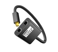 RAWAUX Toslink Splitter 1 in 2 Out - Cavo splitter ottico, audio digitale, cavo ottico SPDIF, distributore audio per TV, DVD, amplificatore, soundbar (nero)