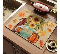 Rawbmop Tappetino Scolapiatti Foglia Acero Girasole Tappetino Per Bancone Cucina,Retro In Gomma Antiscivolo,Per Macchina Da Caffè,Bar,Ciotola Per Cani,Gatti 50X60Cm